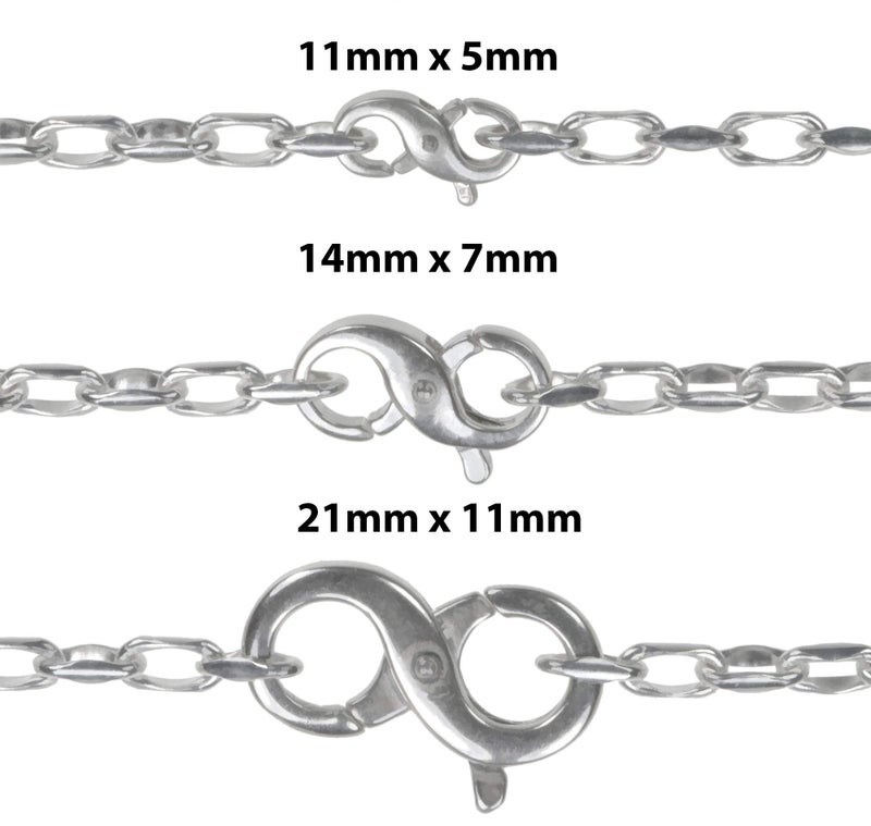 uGems Double Opening Sterling Silver Infinity Figure Eight Lobster Clasp 15mm x 10mm, 925 Silver, Medium Size for Bracelets & Necklaces, Double Interchangeable Clasp with Secure Closure, SKU: j-4119 - Image 4
